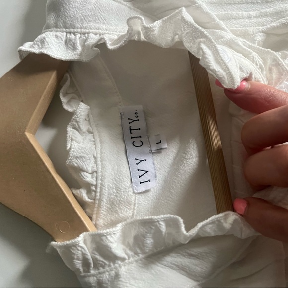 Ivy City Co Santorini White blue embroidered Tiered Sundress Casual - Picture 9 of 11